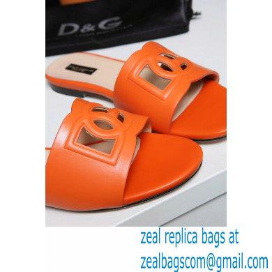 Dolce  &  Gabbana Calfskin Sliders Orange with DG Millennials Logo 2021